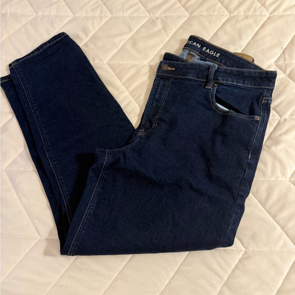 American Eagle Outfitters Women’s Navy Mom Jean with criss cross waistband